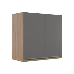 Módulo Armário Aéreo 68x70 2 Portas 100% MDF Cozinha Modulada Gold Robel Hanover/Cinza