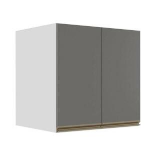 Módulo Armário Aéreo 68x60x56cm 2 Portas 100% MDF Cozinha Modulada Gold J Robel Branco/Cinza Matte