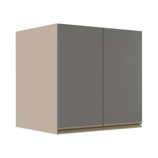 Módulo Armário Aéreo 68x60x56cm 2 Portas 100% MDF Cozinha Modulada Gold J Robel Fendi/Cinza Matte