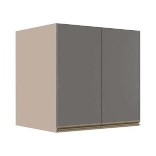 Módulo Armário Aéreo 68x70x56cm 2 Portas 100% MDF Cozinha Modulada Gold J Robel Fendi/Cinza Matte