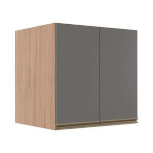Módulo Armário Aéreo 68x60x56cm 2 Portas 100% MDF Cozinha Modulada Gold J Robel Hanover/Cinza Matte