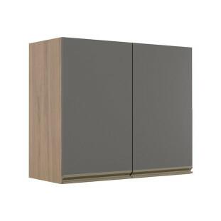 Módulo Armário Aéreo 68x80 2 Portas 100% MDF Cozinha Modulada Gold Robel Hanover/Cinza