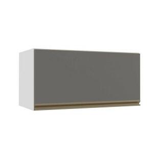 Módulo Armário Aéreo 70cm Porta Basculante 100% MDF Cozinha Modulada Gold J Robel Branco/Cinza Matte