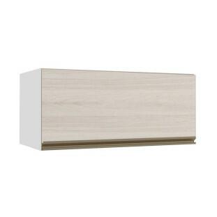 Módulo Armário Aéreo 80cm Porta Basculante 100% MDF Cozinha Modulada Gold J Robel Branco/Aspen