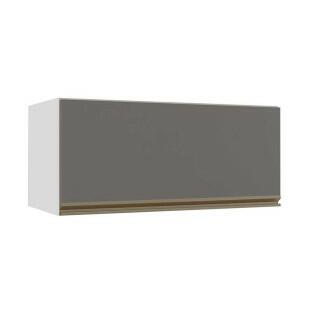 Módulo Armário Aéreo 80cm Porta Basculante 100% MDF Cozinha Modulada Gold J Robel Branco/Cinza Matte