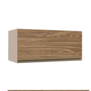 Módulo Armário Aéreo 80cm Porta Basculante 100% MDF Cozinha Modulada Gold J Robel Fendi/Amendoeira BP