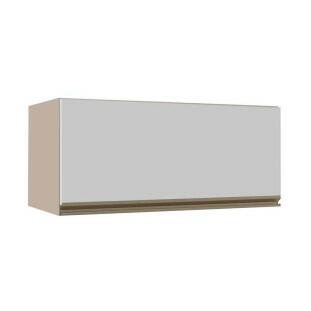 Módulo Armário Aéreo 80cm Porta Basculante 100% MDF Cozinha Modulada Gold J Robel Fendi/Branco Matte