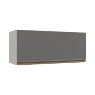 Módulo Armário Aéreo 80cm Porta Basculante 100% MDF Cozinha Modulada Gold Robel Fendi/Cinza