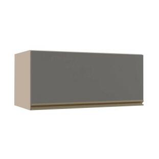 Módulo Armário Aéreo 80cm Porta Basculante 100% MDF Cozinha Modulada Gold J Robel Fendi/Cinza Matte