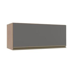 Módulo Armário Aéreo 80cm Porta Basculante 100% MDF Cozinha Modulada Gold Robel Hanover/Cinza