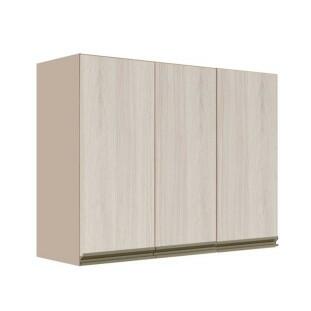 Módulo Armário Aéreo 88x120x34cm 3 Portas 100% MDF Cozinha Modulada Gold J Robel Fendi/Aspen