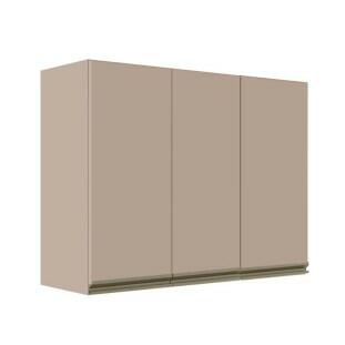 Módulo Armário Aéreo 88x120x34cm 3 Portas 100% MDF Cozinha Modulada Gold J Robel Fendi/Fendi Matte