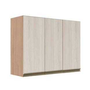 Módulo Armário Aéreo 88x120x34cm 3 Portas 100% MDF Cozinha Modulada Gold J Robel Hanover/Aspen
