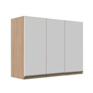 Módulo Armário Aéreo 88x120x34cm 3 Portas 100% MDF Cozinha Modulada Gold J Robel Hanover/Branco Matte