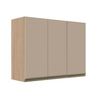 Módulo Armário Aéreo 88x120x34cm 3 Portas 100% MDF Cozinha Modulada Gold J Robel Hanover/Fendi Matte
