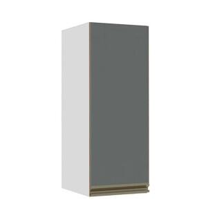 Módulo Armário Aéreo 88x35x34cm 1 Porta 100% MDF Cozinha Modulada Gold J Robel Branco/Cinza Matte