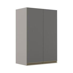 Módulo Armário Aéreo 88x60 2 Portas 100% MDF Cozinha Modulada Gold Robel Fendi/Cinza
