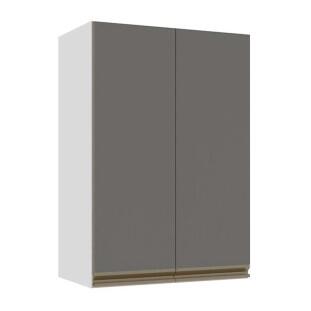 Módulo Armário Aéreo 88x60x34cm 2 Portas 100% MDF Cozinha Modulada Gold J Robel Branco/Cinza Matte