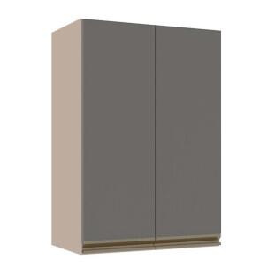 Módulo Armário Aéreo 88x60x34cm 2 Portas 100% MDF Cozinha Modulada Gold J Robel Fendi/Cinza Matte