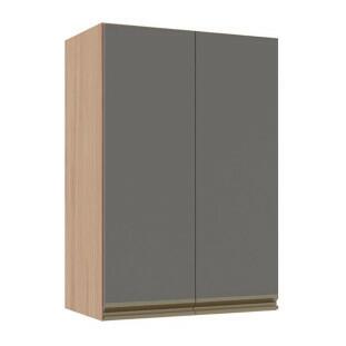 Módulo Armário Aéreo 88x60x34cm 2 Portas 100% MDF Cozinha Modulada Gold J Robel Hanover/Cinza Matte