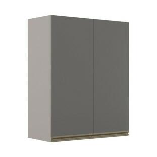 Módulo Armário Aéreo 88x70 2 Portas 100% MDF Cozinha Modulada Gold Robel Fendi/Cinza