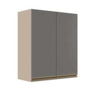Módulo Armário Aéreo 88x70x34cm 2 Portas 100% MDF Cozinha Modulada Gold J Robel Fendi/Cinza Matte