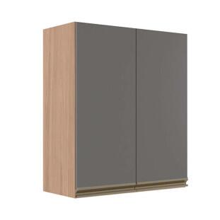 Módulo Armário Aéreo 88x70x34cm 2 Portas 100% MDF Cozinha Modulada Gold J Robel Hanover/Cinza Matte