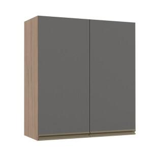 Módulo Armário Aéreo 88x80 2 Portas 100% MDF Cozinha Modulada Gold Robel Hanover/Cinza