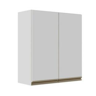 Módulo Armário Aéreo 88x80x34cm 2 Portas 100% MDF Cozinha Modulada Gold J Robel Branco/Branco Matte