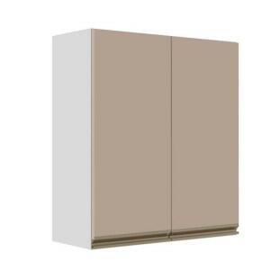 Módulo Armário Aéreo 88x80x34cm 2 Portas 100% MDF Cozinha Modulada Gold J Robel Branco/Fendi Matte