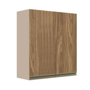 Módulo Armário Aéreo 88x80x34cm 2 Portas 100% MDF Cozinha Modulada Gold J Robel Fendi/Amendoeira BP
