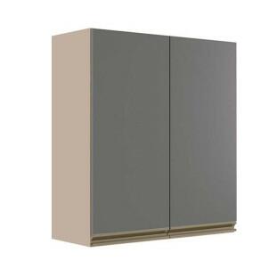 Módulo Armário Aéreo 88x80x34cm 2 Portas 100% MDF Cozinha Modulada Gold J Robel Fendi/Cinza Matte