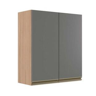 Módulo Armário Aéreo 88x80x34cm 2 Portas 100% MDF Cozinha Modulada Gold J Robel Hanover/Cinza Matte