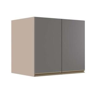 Módulo Armário Aéreo 68x80x56cm 2 Portas 100% MDF Cozinha Modulada Gold J Robel Fendi/Cinza Matte