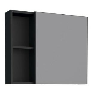 Espelho Para Banheiro de Aço 1 Porta 60x51x14cm Ameixa 60 Cozimax Preto