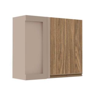 Módulo Armário Aéreo 88x100x34cm Canto Reto 100% MDF Cozinha Modulada Gold J Robel Fendi/Amendoeira BP