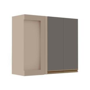 Módulo Armário Aéreo 88x100x34cm Canto Reto 100% MDF Cozinha Modulada Gold J Robel Fendi/Cinza Matte