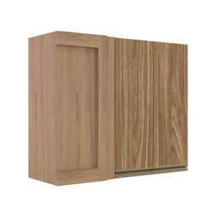 Módulo Armário Aéreo 88x100x34cm Canto Reto 100% MDF Cozinha Modulada Gold J Robel Hanover/Amendoeira BP