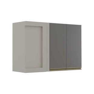 Módulo Armário Aéreo 68x100 Canto Reto Direito 100% MDF Cozinha Modulada Gold Robel Fendi/Cinza