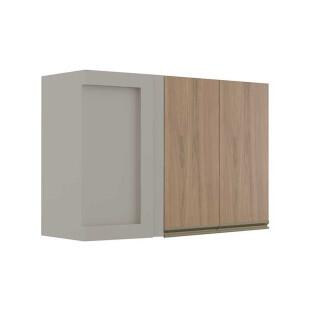 Módulo Armário Aéreo 68x100 Canto Reto Direito 100% MDF Cozinha Modulada Gold Robel Fendi/Hanover