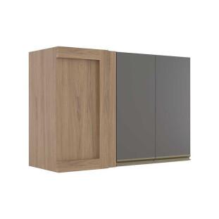 Módulo Armário Aéreo 68x100 Canto Reto Direito 100% MDF Cozinha Modulada Gold Robel Hanover/Cinza