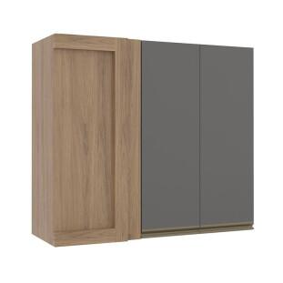 Módulo Armário Aéreo 88x100 Canto Reto Direito 100% MDF Cozinha Modulada Gold Robel Hanover/Cinza