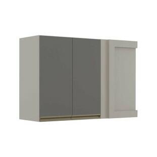 Módulo Armário Aéreo 68x100 Canto Reto Esquerdo 100% MDF Cozinha Modulada Gold Robel Fendi/Cinza