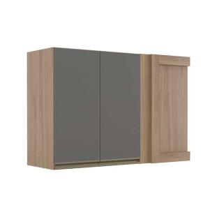 Módulo Armário Aéreo 68x100 Canto Reto Esquerdo 100% MDF Cozinha Modulada Gold Robel Hanover/Cinza