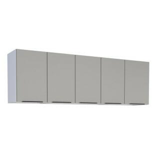 Armário Aéreo de Cozinha Aço 5 Portas Júpiter 180 Cozimax Cinza Argila