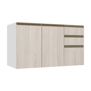 Módulo Balcão 120cm 3 Gavetas 2 Portas 100% MDF Cozinha Modulada Gold J Robel Branco/Aspen Módulo Balcão 120cm 3 Gavetas 2 Portas 100% MDF Cozinha Modulada Gold J Robel Branco/Aspen