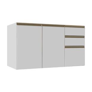 Módulo Balcão 120cm 3 Gavetas 2 Portas 100% MDF Cozinha Modulada Gold J Robel Branco/Branco Matte Módulo Balcão 120cm 3 Gavetas 2 Portas 100% MDF Cozinha Modulada Gold J Robel Branco/Branco Matte
