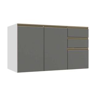 Módulo Balcão 120cm 3 Gavetas 2 Portas 100% MDF Cozinha Modulada Gold J Robel Branco/Cinza Matte Módulo Balcão 120cm 3 Gavetas 2 Portas 100% MDF Cozinha Modulada Gold J Robel Branco/Cinza Matte