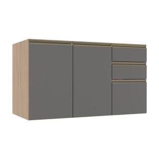 Módulo Balcão 120cm 3 Gavetas 100% MDF Cozinha Modulada Gold Robel Hanover/Cinza