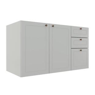 Módulo Balcao 120cm 3 Gavetas 2 Portas 100% MDF Cozinha Modulada Provence Robel Branco/Branco Matte